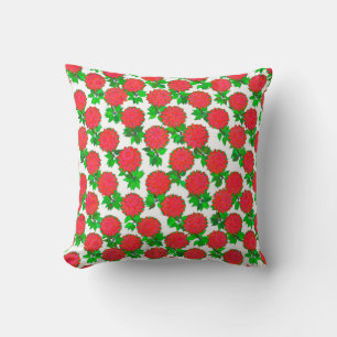 Coussin Fleurs dahlia en rouge profond