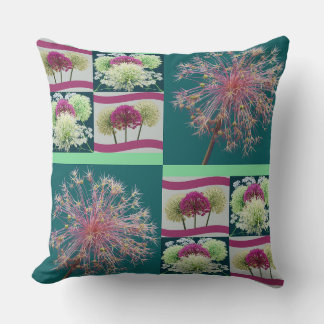 Coussin Fleurs d'Allium Fantaisistes en Collage