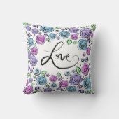 Coussin Fleurs d'amour - lavande (Recto)
