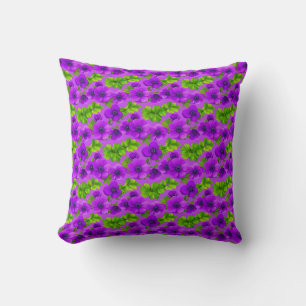 Coussin Fleurs d'anémone violettes vibrantes