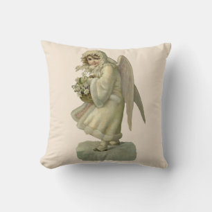 Coussin Fleurs d'ange de Noël vintage, découpage victorien