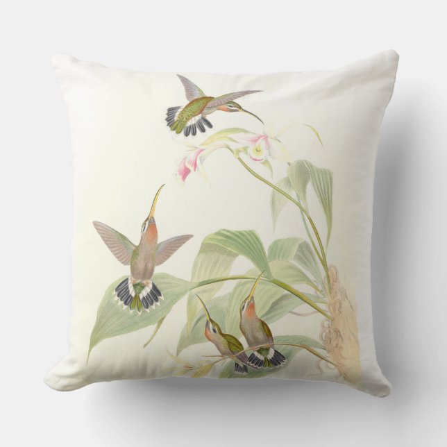 Coussin Fleurs d'animaux de faune d'oiseaux de colibri (Recto)