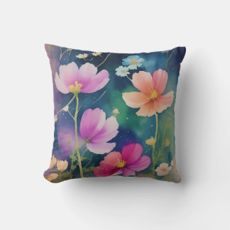 Coussin Fleurs dans l'oreiller à lancer Cosmos