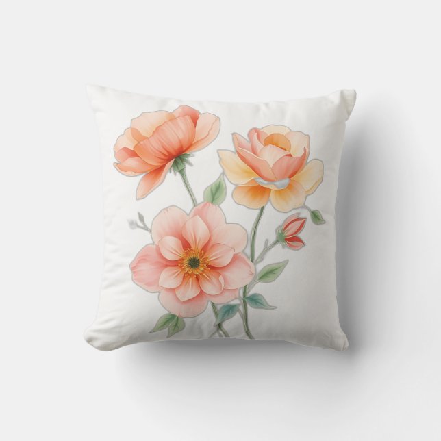 Coussin Fleurs d'aquarelle délicates (Recto)