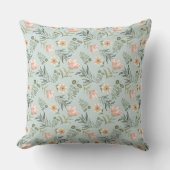 Coussin Fleurs d'aquarelle douce et motif feuille (Recto)