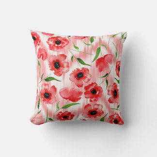 Coussin Fleurs d'aquarelle : ikat de pavot.