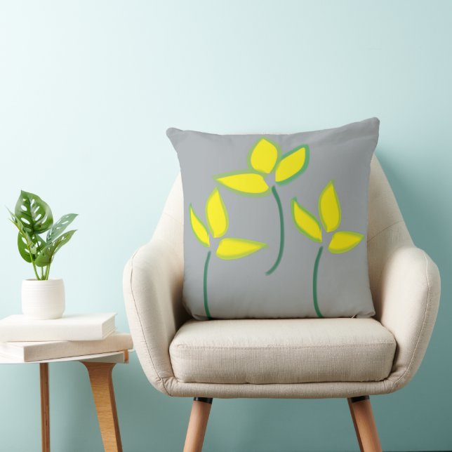 Coussin Fleurs d'aquarelle jaune (Chaise)