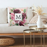 Coussin Fleurs d'aquarelle modernes Monogrammes<br><div class="desc">Fleurs d'aquarelle modernes Monogrammes</div>