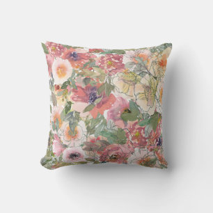 Coussin Fleurs d'aquarelle perdues avec/ sans art de ligne