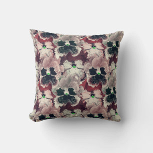 Coussin Fleurs d'aquarelle rose, bordeaux