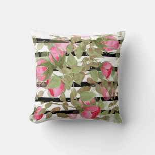 Coussin Fleurs d'aquarelle rose rose roses romes florales