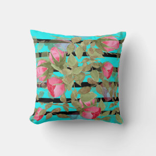 Coussin Fleurs d'aquarelle rose rose roses romes florales