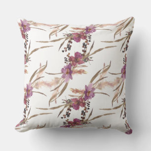 Coussin Fleurs d'aquarelle violette Lancer l'oreiller