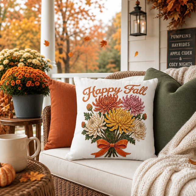 Coussin Fleurs d'automne élégantes et joyeuses Chrysanthèm (Créateur téléchargé)