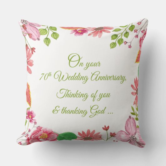 Coussin Fleurs de 70e anniversaire de mariage religieux (Recto)