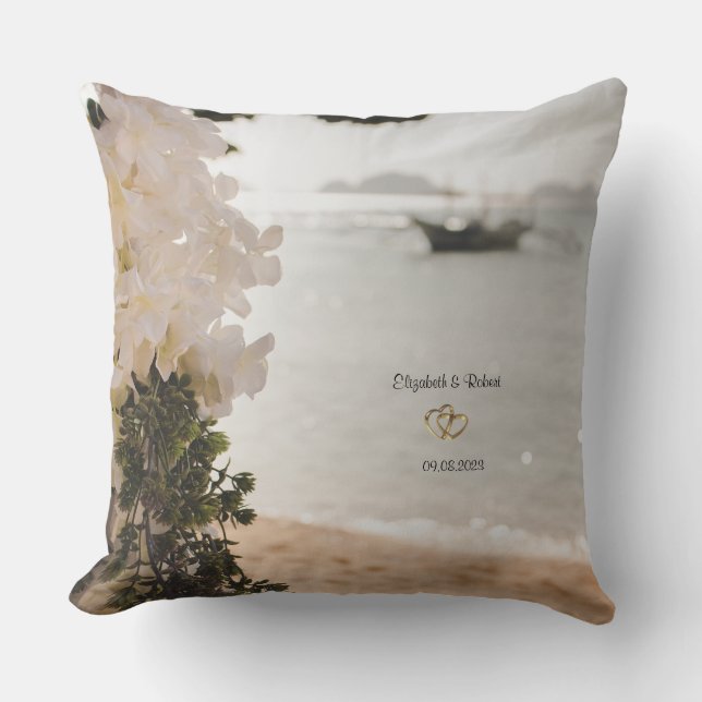 Coussin Fleurs de bateau à voile plage (Recto)