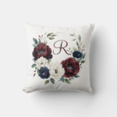 Coussin Fleurs de Bordeaux Marine Blanc Monogramme (Recto)