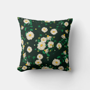 Coussin Fleurs de broderie et motif sans couture feuille.