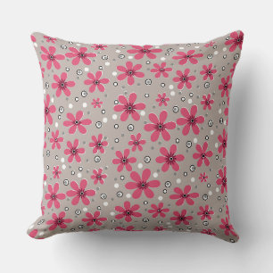 Coussin Fleurs de camomille rouge vif sur un arrière - pla