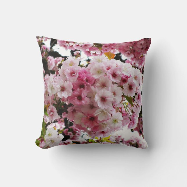 Coussin Fleurs de cerises roses douces (Recto)