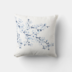 Coussin Fleurs de cerisier bleu blanc