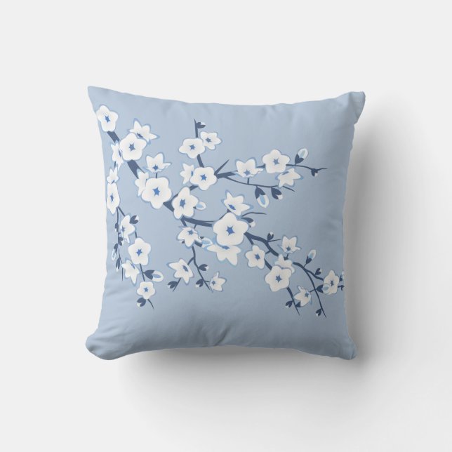 Coussin Fleurs de cerisier bleu blanc (Recto)