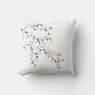 Coussin Fleurs de cerisier Floral Bleu Blanc