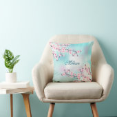 Coussin Fleurs de cerisier Fond turquoise (Chaise)