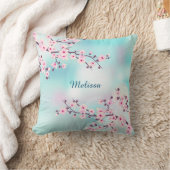 Coussin Fleurs de cerisier Fond turquoise (Couverture)