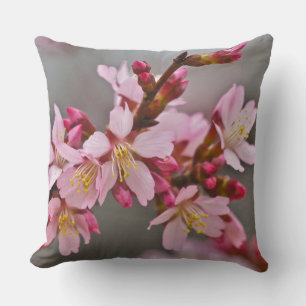 Coussin Fleurs de cerisier japonaises roses sur un ciel gr