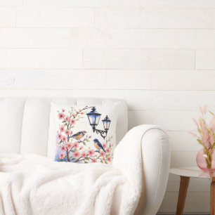 Coussin Fleurs de cerisiers et oiseaux