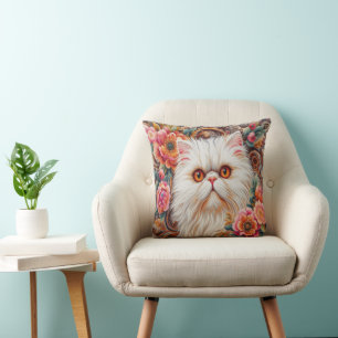 Coussin Fleurs de chaton persan, Plaisir Floral Chat persa