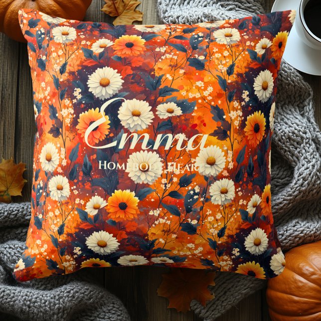 Coussin Fleurs de chute du coeur | Cosy Décor D'Automne (Créateur téléchargé)