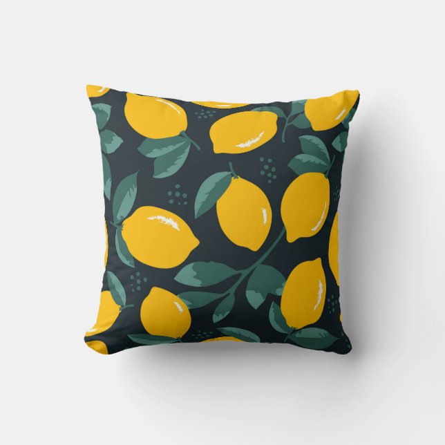 Coussin Fleurs de citrons, Texture d'été Vintage. (Recto)