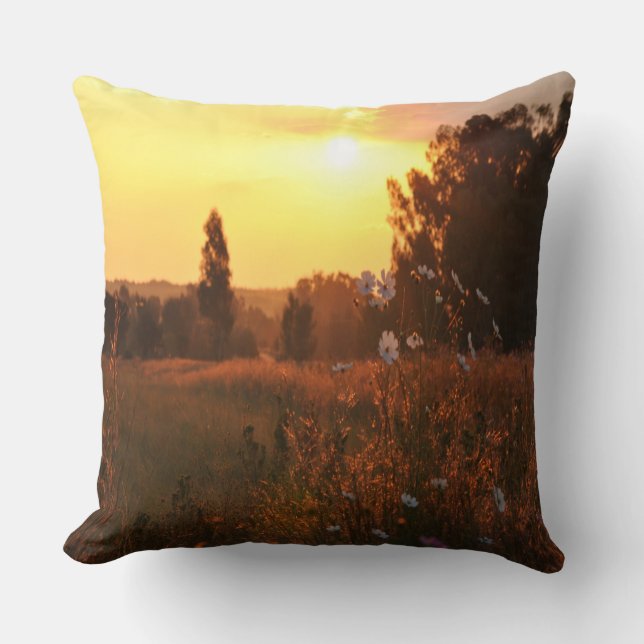 Coussin Fleurs de cosmos au coucher du soleil  (Recto)