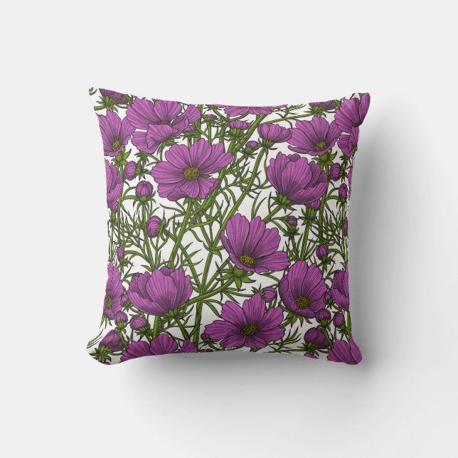 Coussin Fleurs de cosmos violet (Recto)