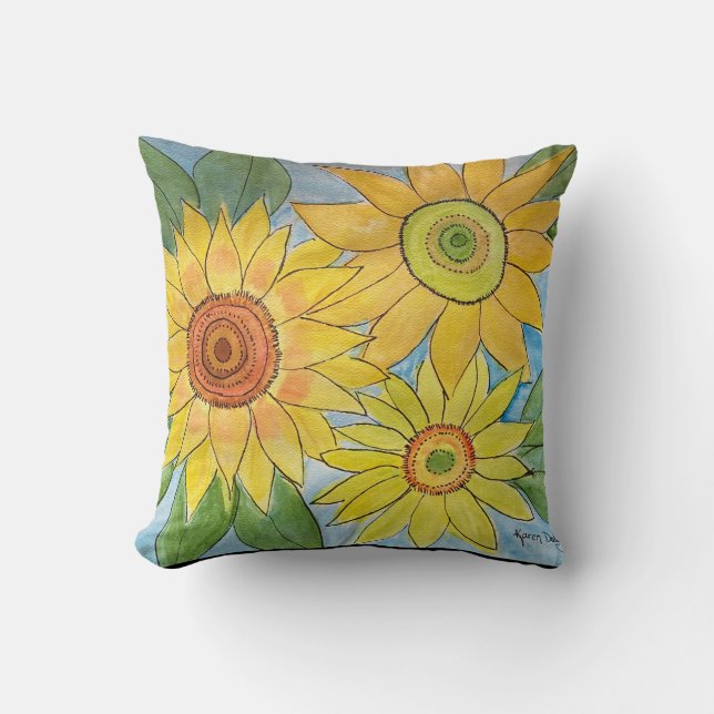 Coussin Fleurs de couleur aquarelle (Recto)