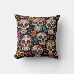 Coussin Fleurs de Crâne de Sucre