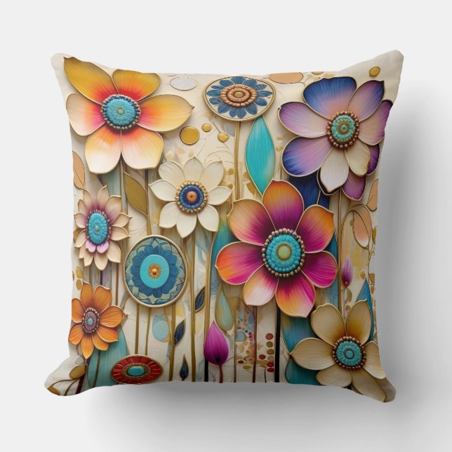 Coussin Fleurs de découpe de papier 3D Whimsical (Recto)
