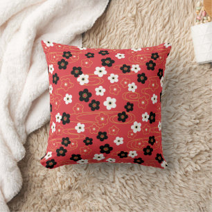 Coussin Fleurs de fleurs de cerisiers rouges du Sakura jap