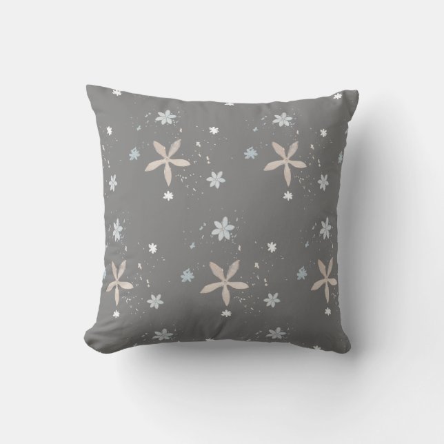 Coussin Fleurs de flocons de neige d'hiver (Recto)