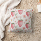 Coussin Fleurs de fraises roses Fête d'anniversaire pour e (Couverture)