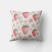 Coussin Fleurs de fraises roses Fête d'anniversaire pour e (Verso)