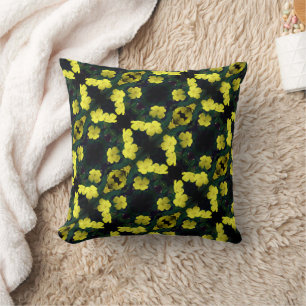 Coussin Fleurs de géranium jaune Motif Abstrait