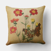 Coussin Fleurs de Geum rouges & papillon (Verso)