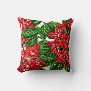 Coussin Fleurs de gingembre rouge, imprimé vintage