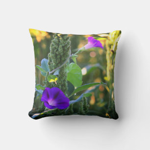 Coussin Fleurs de gloire violet sauvage du matin
