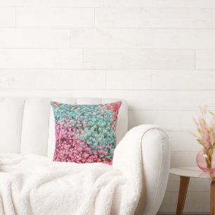 Coussin Fleurs de Gypsophile Baby Breath Pastel Coloré Pat