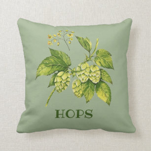 Coussin Fleurs de houblon et Feuille Design Jeu d'oreiller