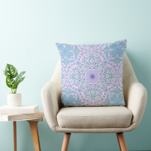 Coussin Fleurs de jardin rétro en bleu et violet